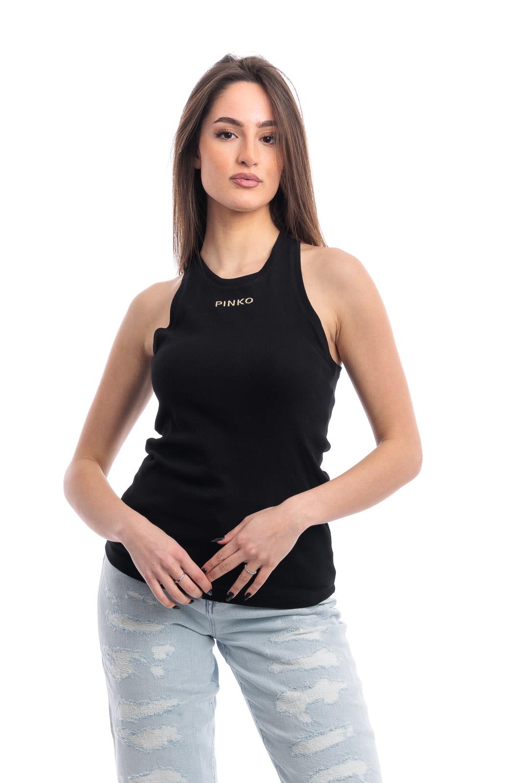 Pinko canotta a costine Calcolatore bianco