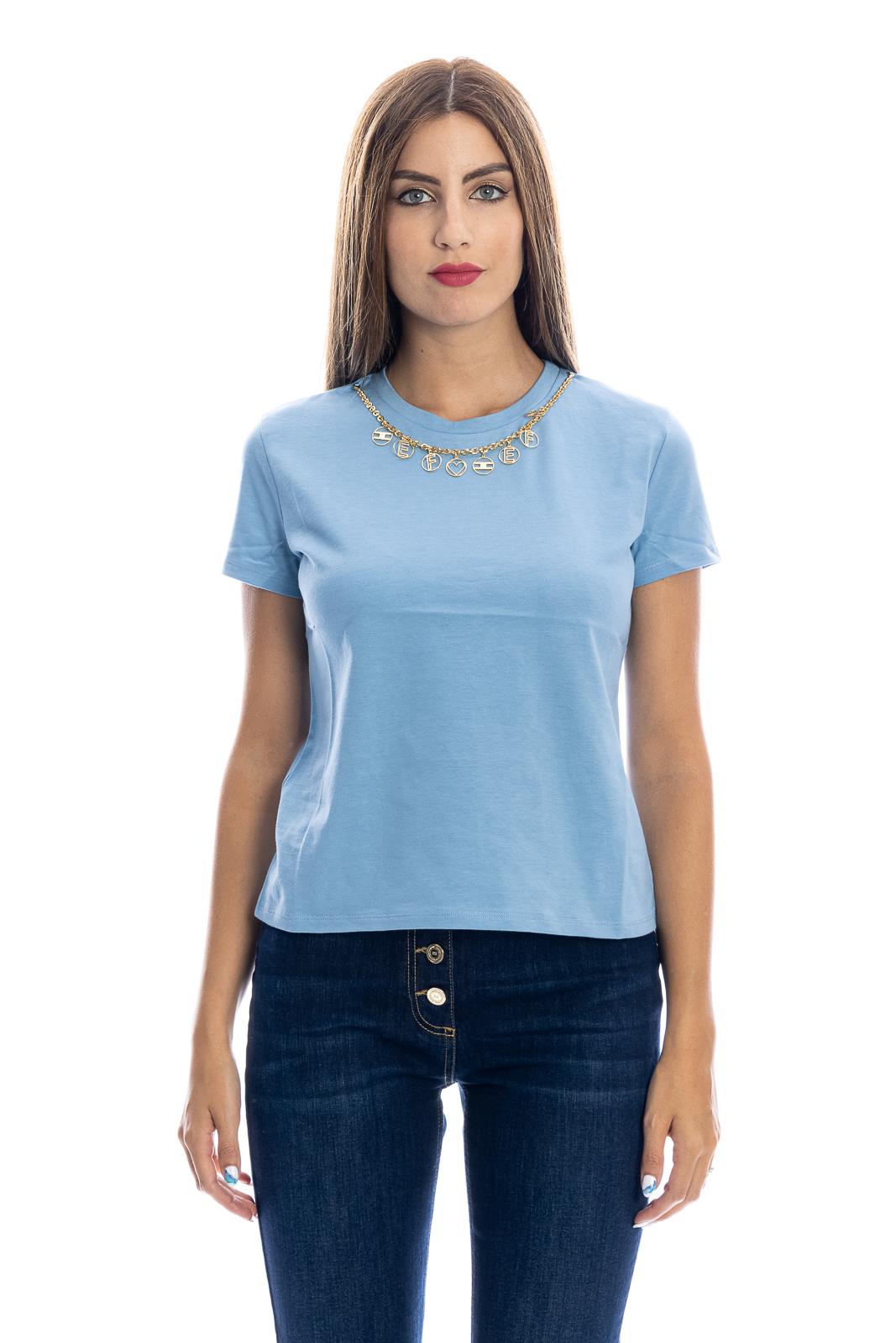 Elisabetta Franchi T-shirt Con Accessorio Light Gold | Atterley