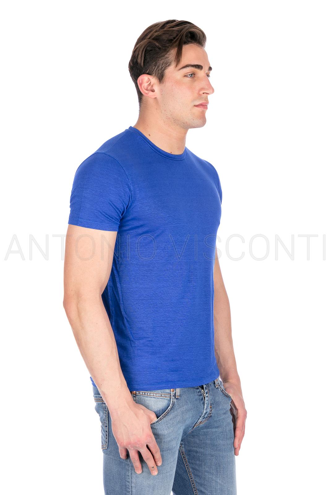 T-shirt bleu marine en lin Daniele Fiesoli - T-shirts Homme