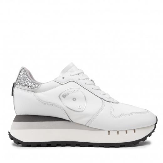 blauer scarpe bianche