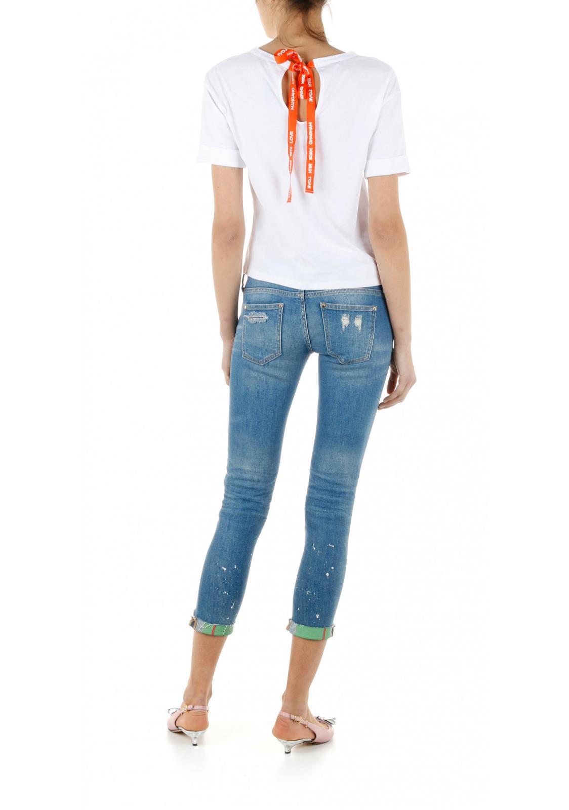 Jeans donna skinny con rotture Mangano
