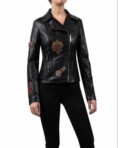 Giubbino ecopelle donna con patch Gio Cellini