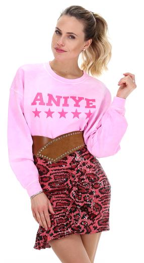 ANIYE BY 185219 FELPA SUIT ROSA CON LOGO STAMPATO