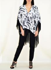 Poncho Fantasie Con Frange Betzzia