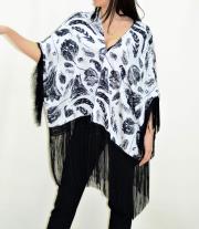 Poncho Fantasie Con Frange Betzzia