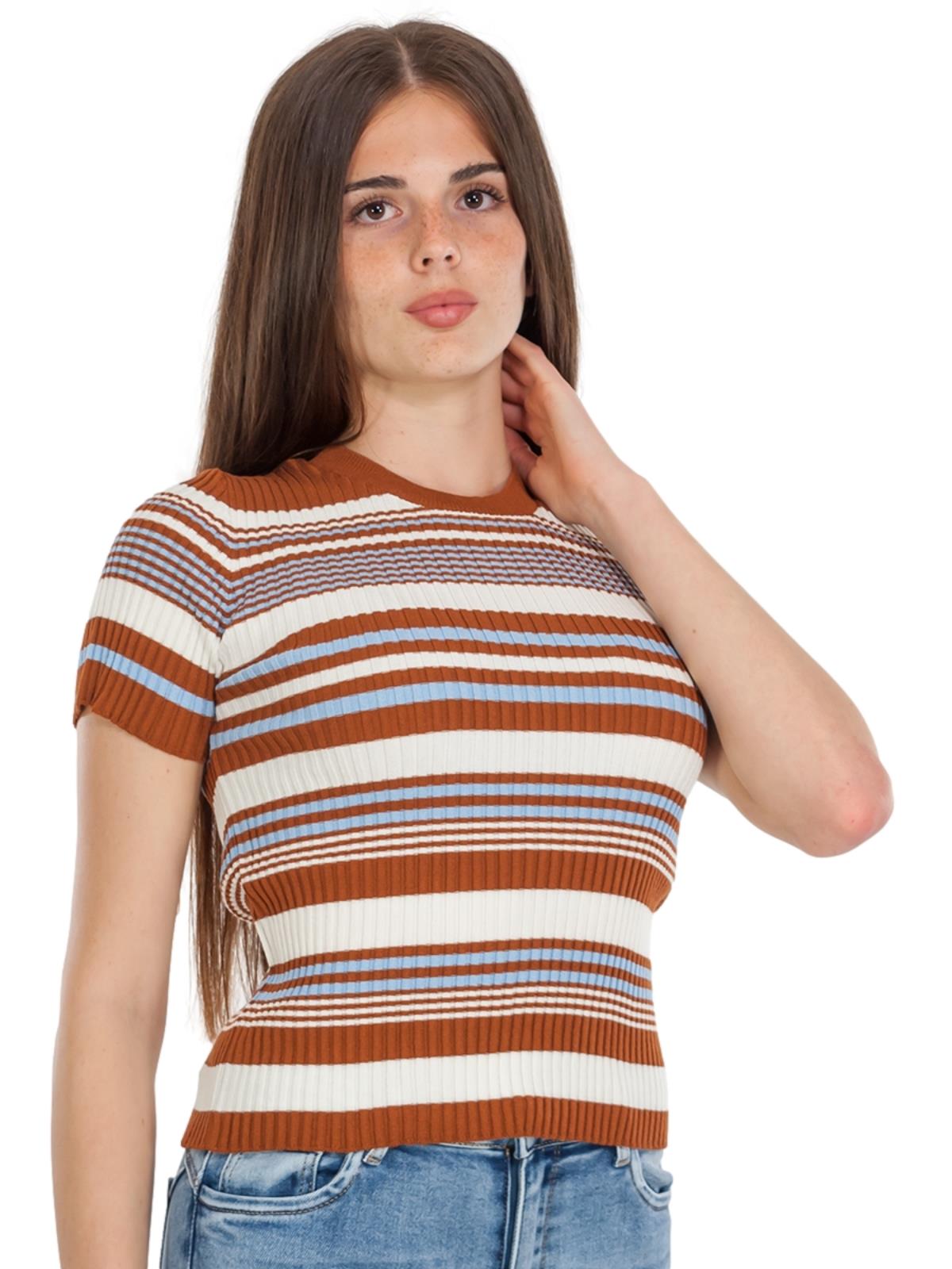 Maglia Estiva Donna A Righe A Maniche Corte Rinascimento