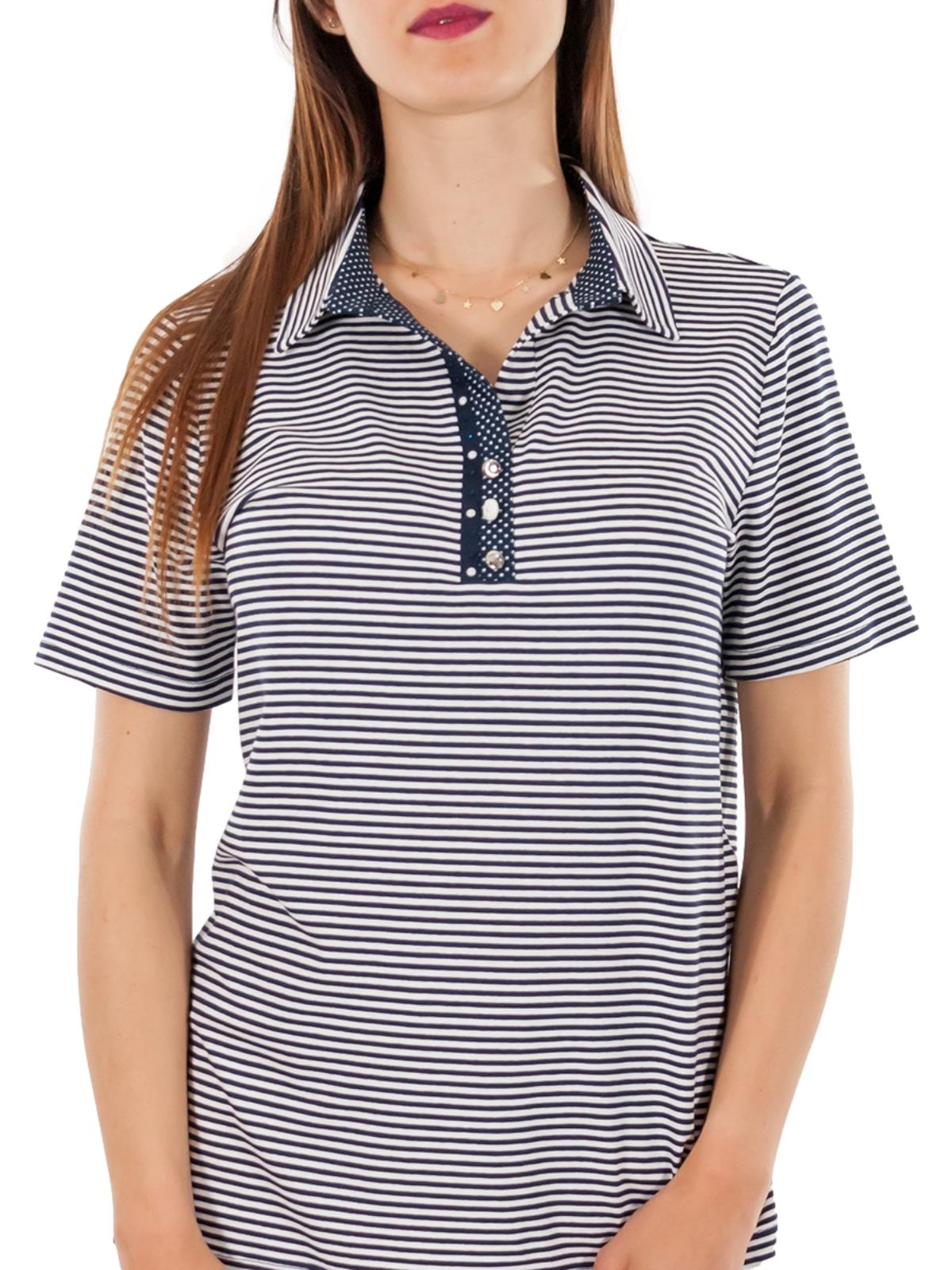 Polo Donna Maglietta Maniche Corte Cotone E Viscosa