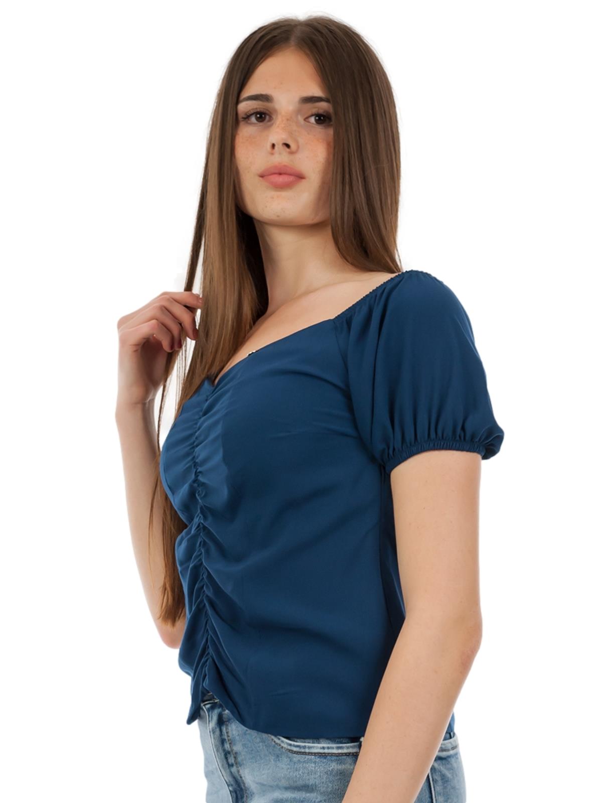 Top Donna Estivo A Spalle Scoperte Con Maniche Corte E Arricciature Laterali | Crop Top Aderente In Morbido Poliestere | Moda Casual Chic - 3