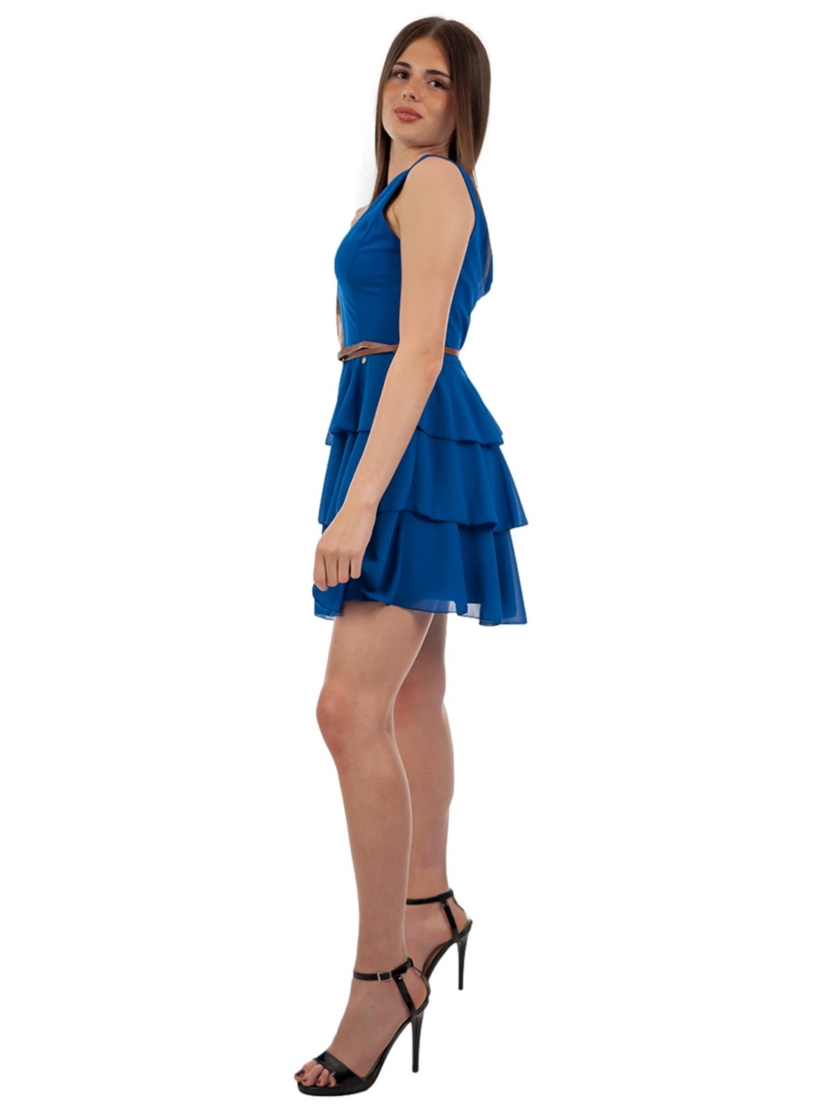 Vestito Corto Donna Estivo Scollo A V Con Balze Rinascimento