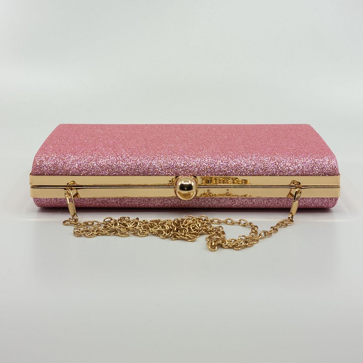 Pochette Donna Elegante Con Catenella, In Vera Pelle Effetto Martellato 100% Made In Italy - Borsetta Sera E Giorno