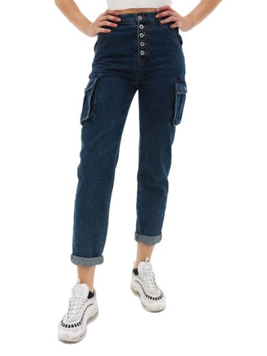 Jeans Con Tasche Laterali Femminili Cargo Vita Alta