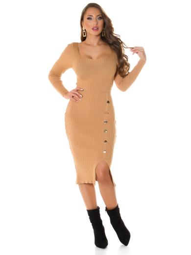 Tubino Elegante Donna Manica Lunga Corto Invernale In Crêpe