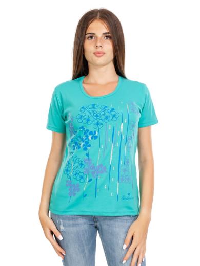 Maglietta Cotone Donna Stampa A Fiori T-shirt Maniche Corte