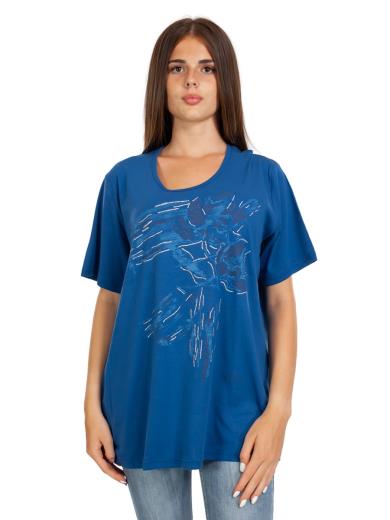 T-shirt Maxi Over Donna Taglie Forti Cotone Maniche Corte E2104