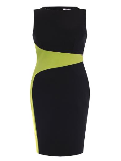 Tubino Nero Donna Corto Elegante Curvy in Crêpe Elasticizzato