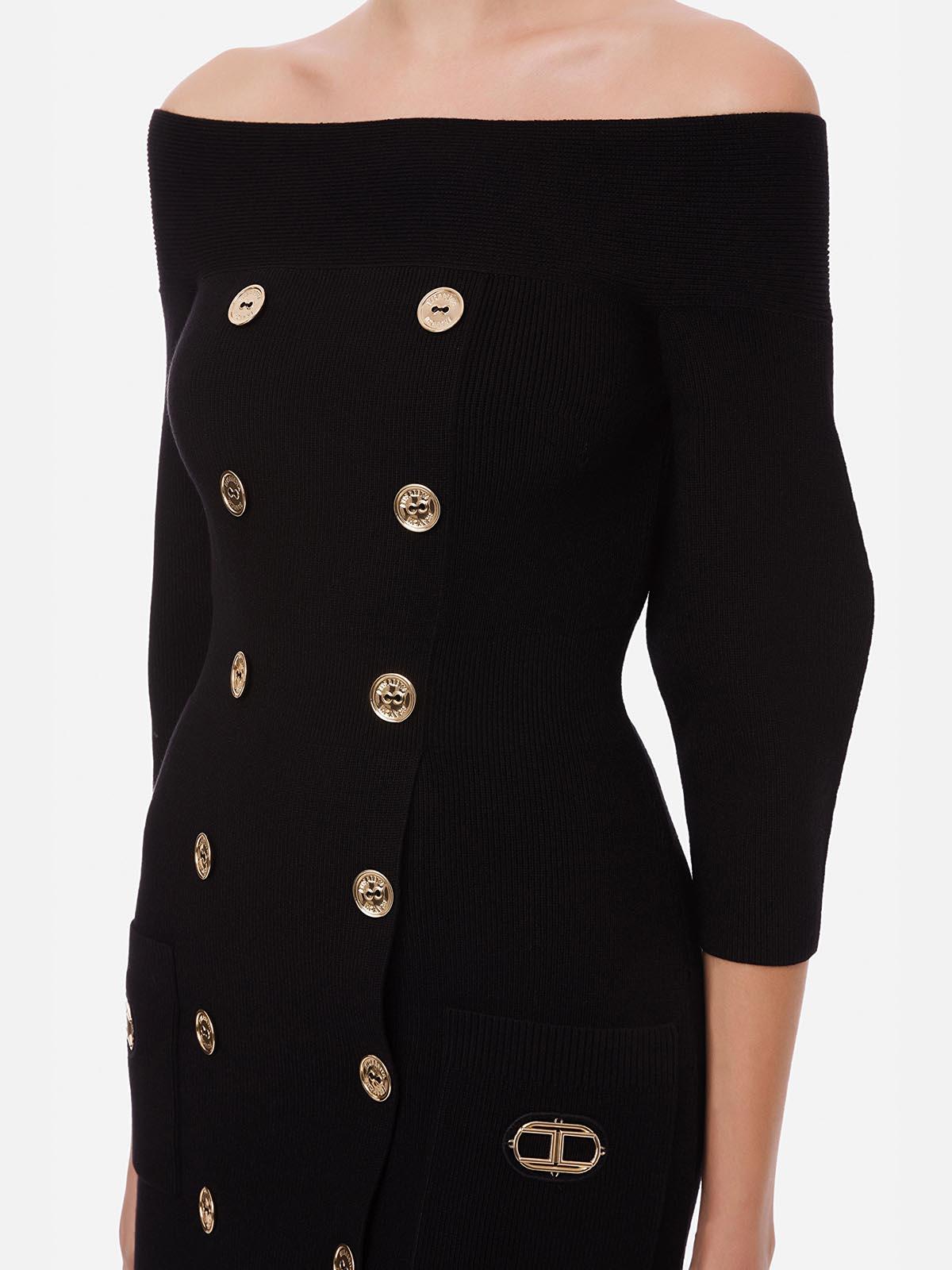 Am76s21e2 Elisabetta Franchi Abito Robe Manteau Spalle Scoperte E Oblò