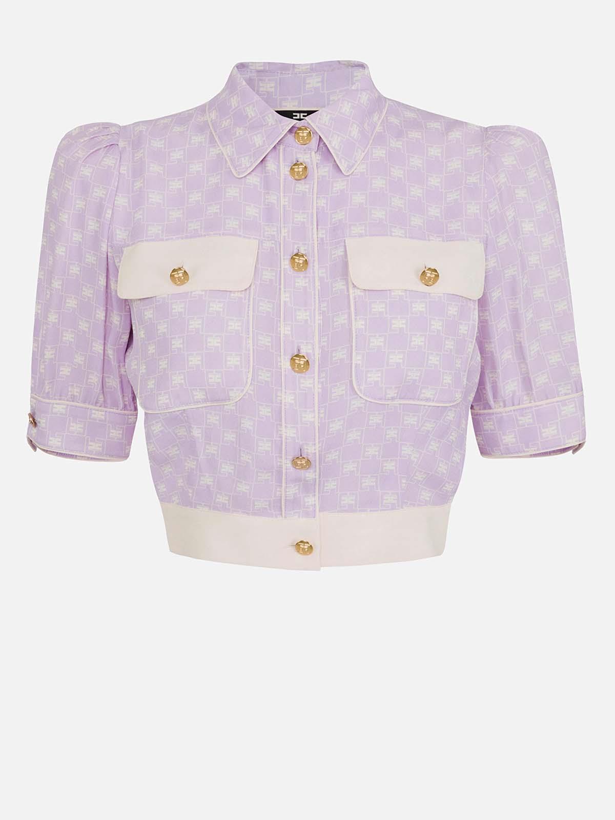 CA03521E2 Elisabetta Franchi Camicia Crop A Maniche Corte