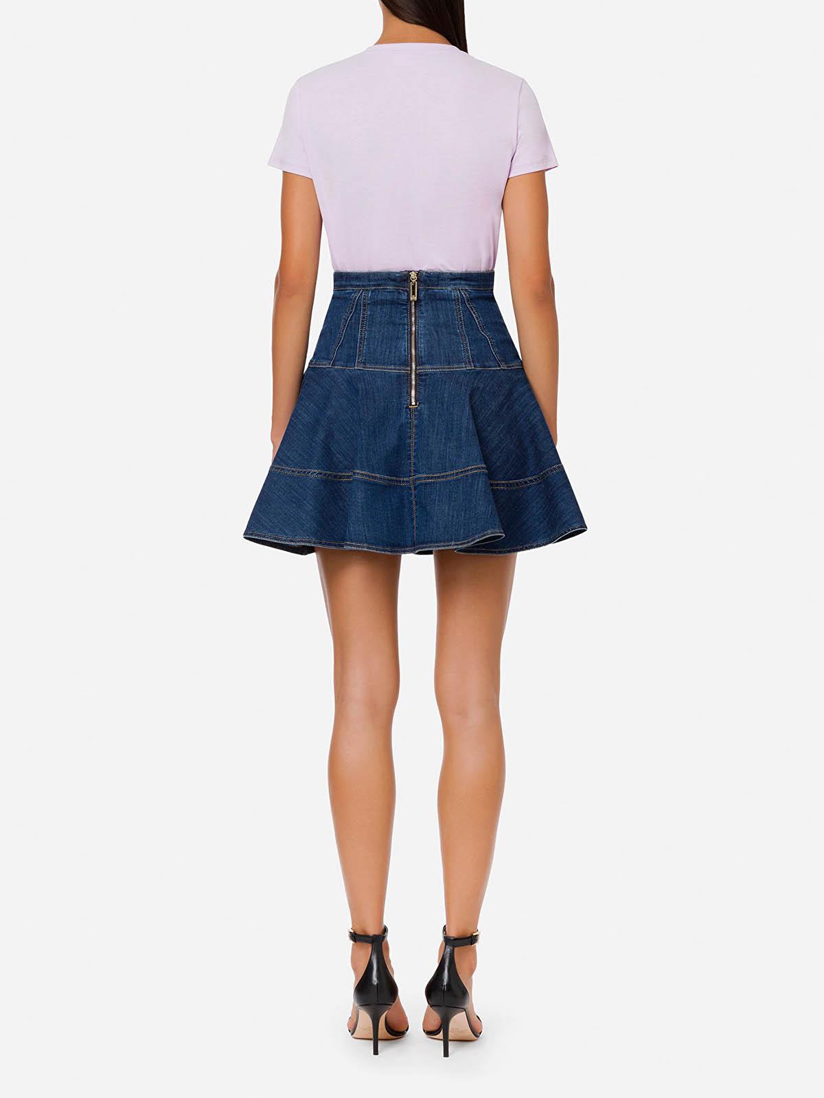 Gj14s21e2 Elisabetta Franchi Gonna A Balze In Denim