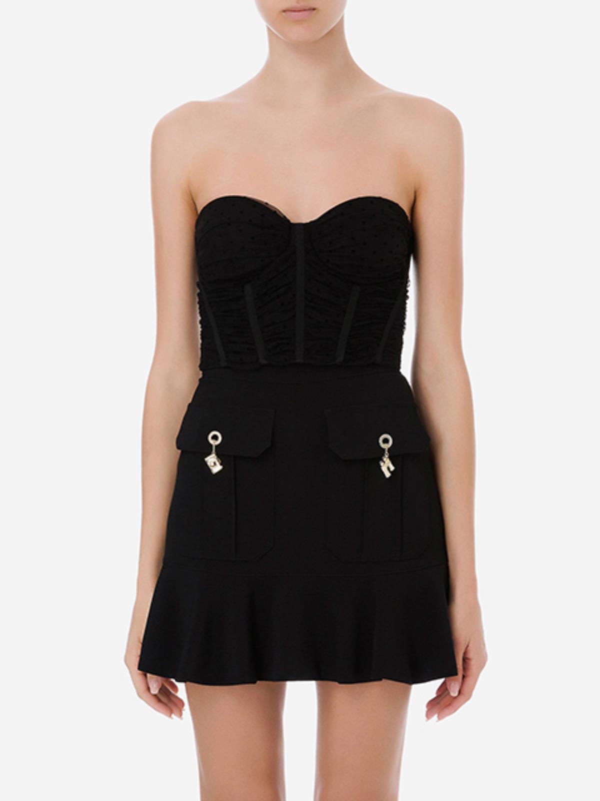TO05622E2 Elisabetta Franchi Corset In Polka Dot Tulle