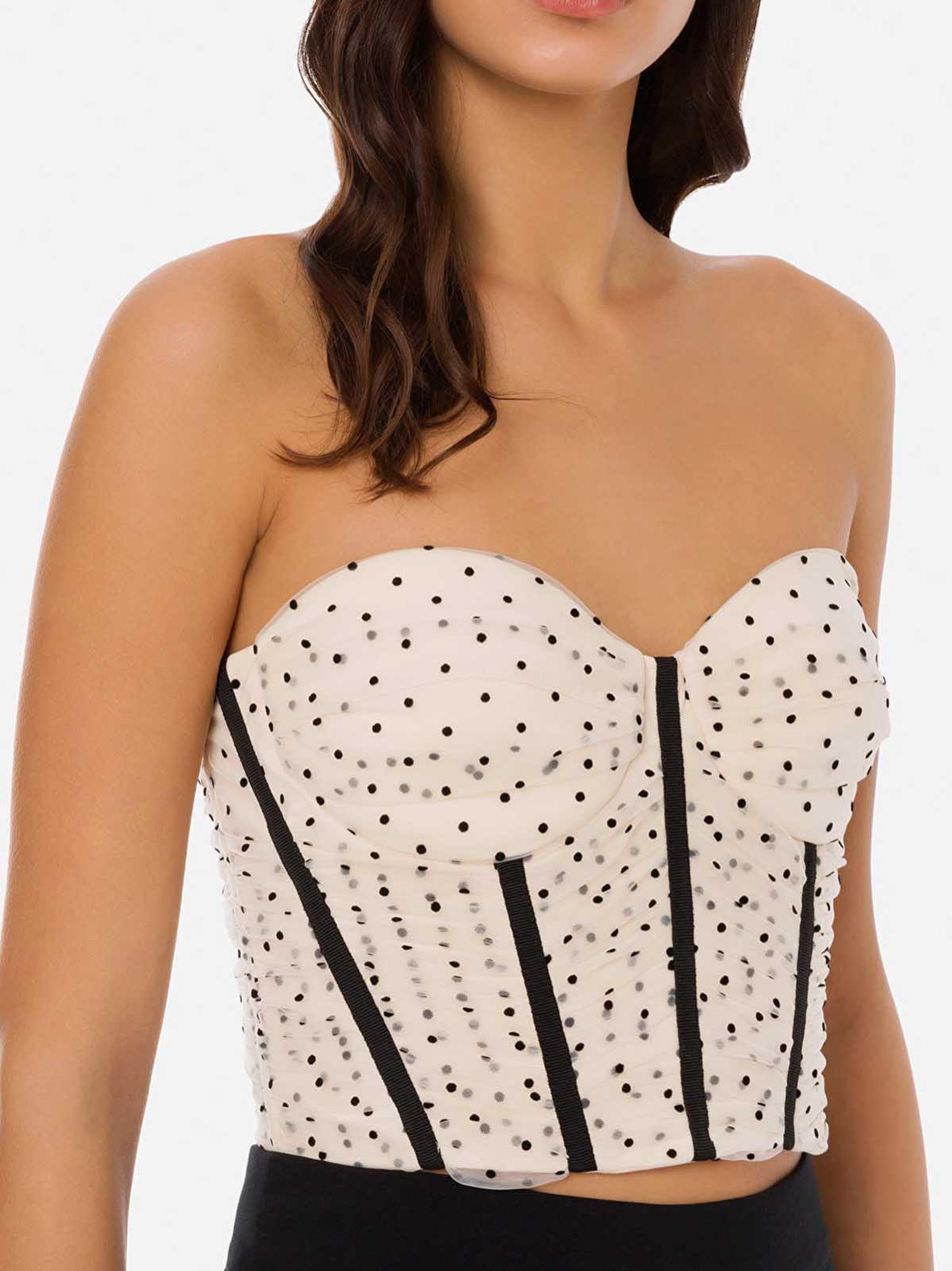 TO05622E2 Elisabetta Franchi Corsetto In Tulle Pois