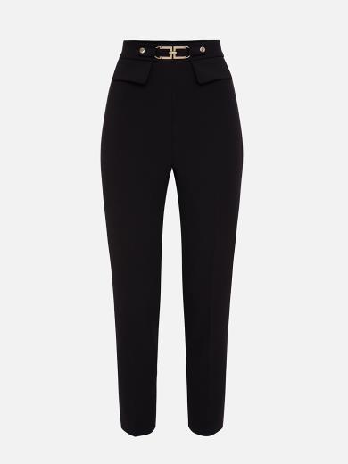 Elisabetta Franchi Pants With Light Gold Logo Pa38616e2