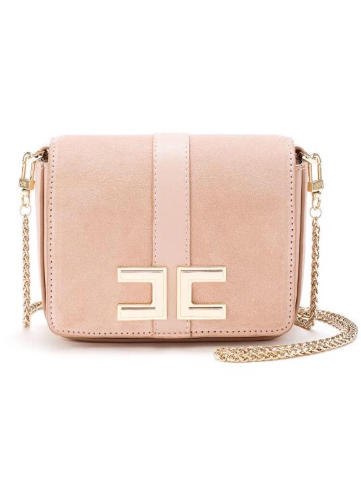Pochette donna elisabetta franchi effetto vernice rosa cipria - Stileo.it